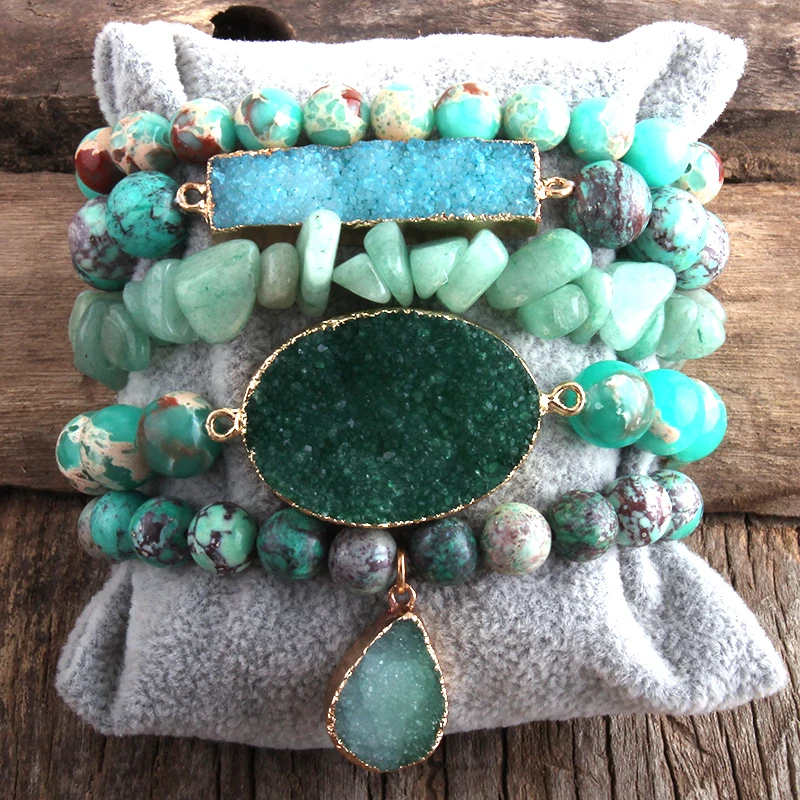 Braccialetti Boho da Donna con Catena di Perline di Pietre Naturali in
