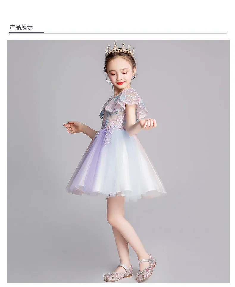 Платье принцессы на день рождения для девочек; вечернее платье с цветочным рисунком для девочек; детский подиумный фортепиано костюм для