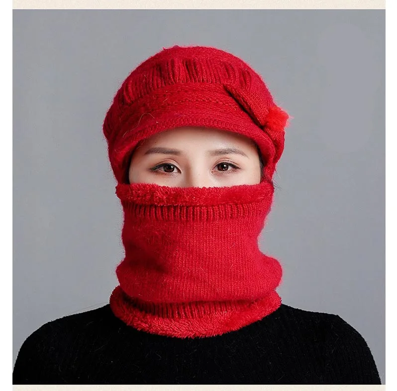 Зимние шапки Skullies Beanies, шляпа для мамы, бини для женщин, шерстяной шарф, шапки, Балаклава, маска, шляпа, бант, в полоску, вязаные шапки