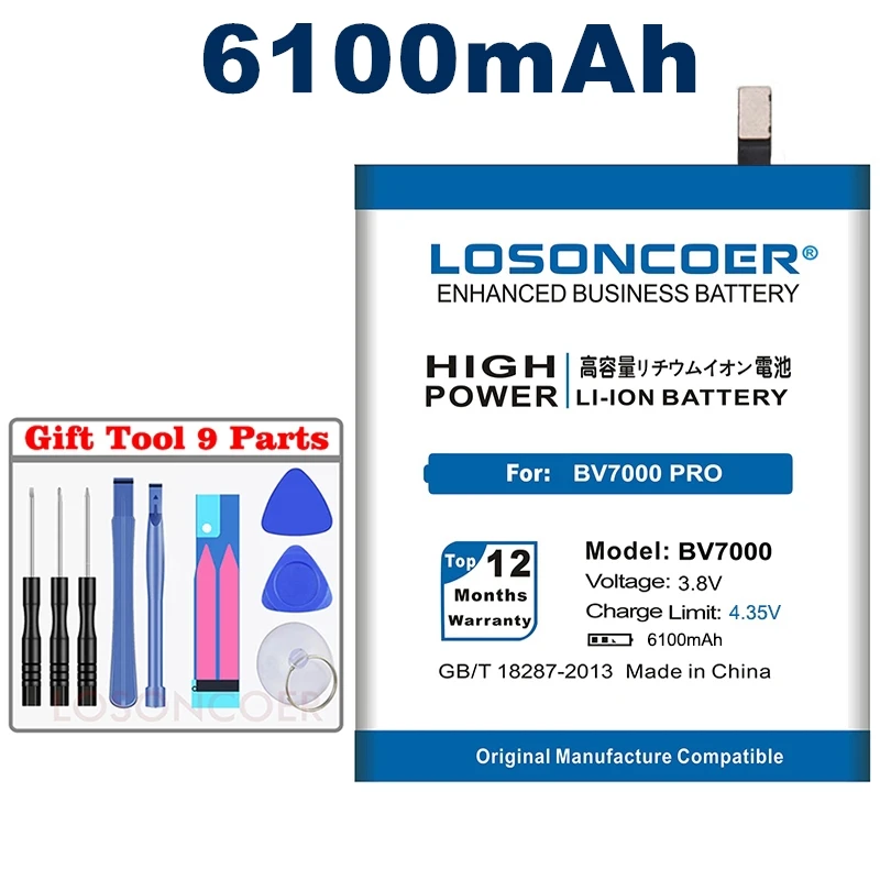 LOSONCOER 6100 мАч BV7000 V575868P батарея для Blackview BV7000/BV7000 Pro высококачественные Аккумуляторы для мобильных телефонов+ Подарочные инструменты