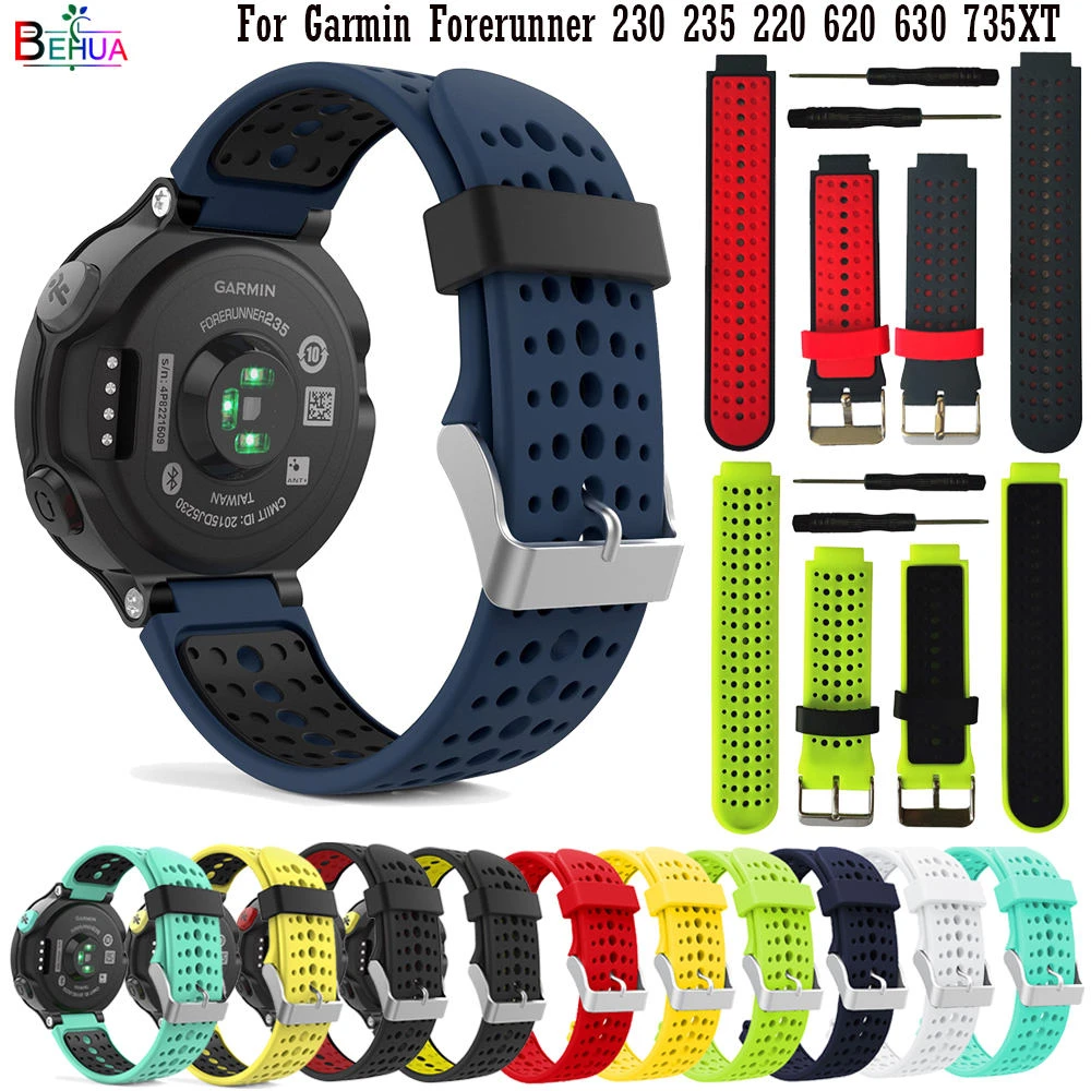 BEHUA Correa para Garmin Forerunner reemplazo de pulsera, pulsera de silicona deportiva, 735XT Forerunner/235Lite|Correas de -