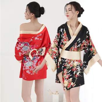 

2020 Summer New Sexy Kimono Cherry Blossom Print Japanese Traditional Uniform Cosplay Anime Sakura Loose Cute Women's Clothes