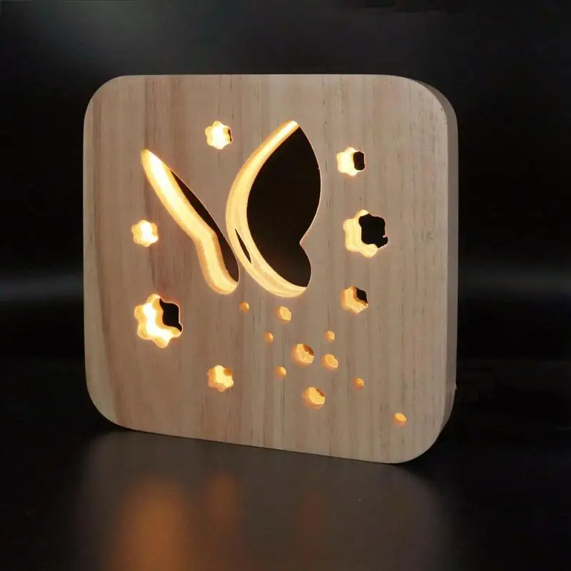 3D с принтом в виде персонажей из мультфильма, теплые-белый светодиодный Ночной светильник энергосберегающие Светодиодные ленты деревянные украшения низкая Мощность и Мощность экономии