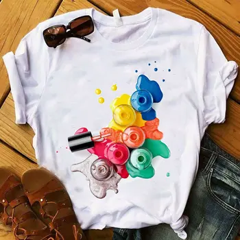 

Women t-shirt 3D Finger Nail Paint Color Fashion Cute Printed Top Tshirt Female Tee Shirt harajuku summmer tops