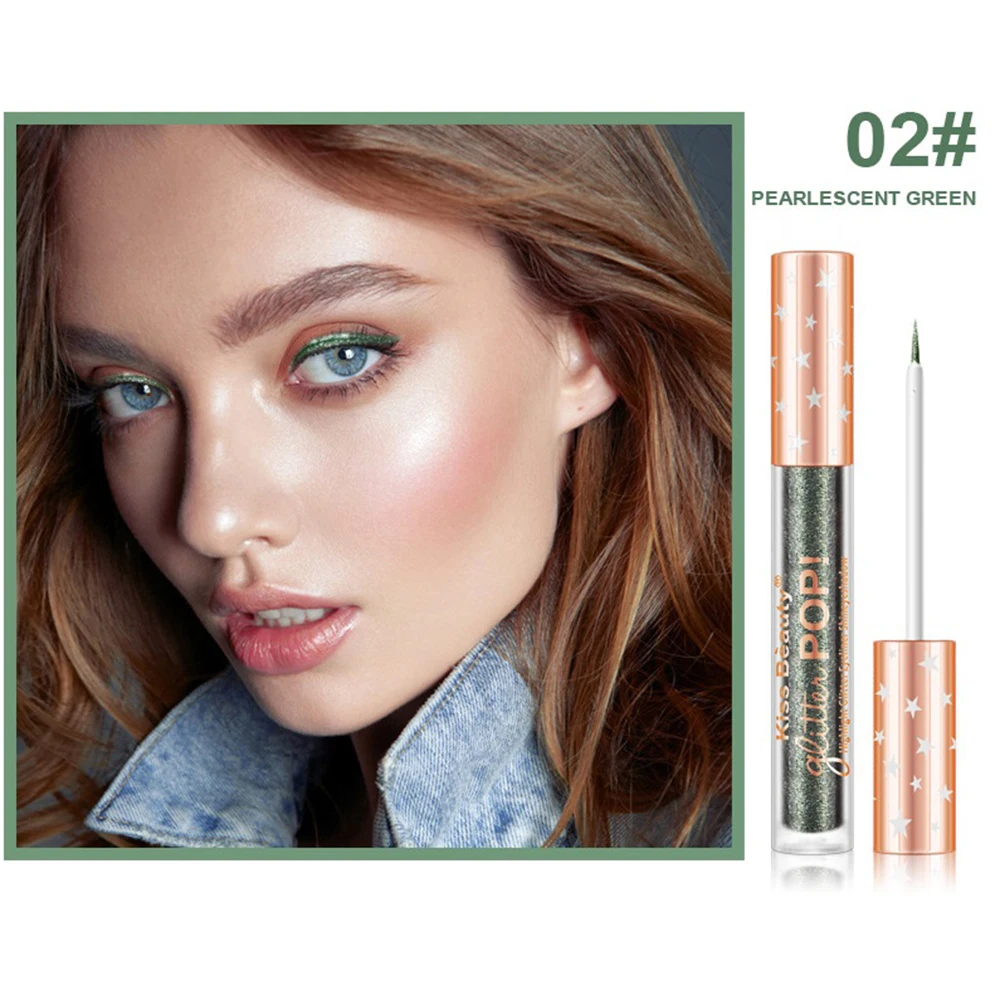 Kiss beauty 6 долговечные цвета Блестящий подводка для глаз Водонепроницаемая Косметика для макияжа лица блестящая жидкая подводка для глаз Цветная подводка для глаз TSLM1