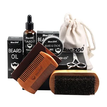 

BlueZOO Men Moustache Cream Beard Oil Kit with Moustache Comb Brush Storage box 2107
