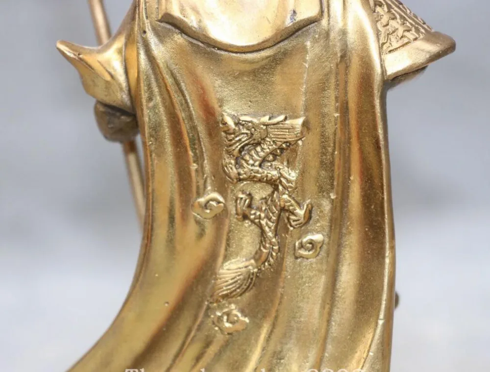 Китайский Fengshui благоприятный Дракон стенд Guan Gong Yu воин Бог Статуя