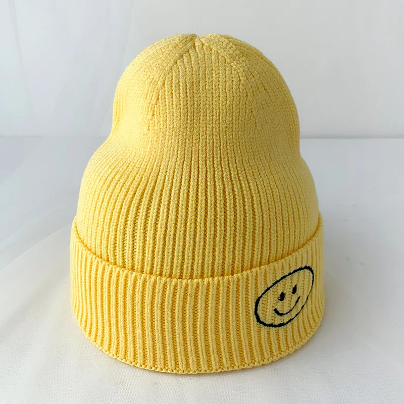 18 цветов, однотонные шапки унисекс, осенне-зимние шерстяные шапки, мягкая теплая вязаная шапка для мужчин и женщин, Лыжные шапки со смайликами - Цвет: yellow