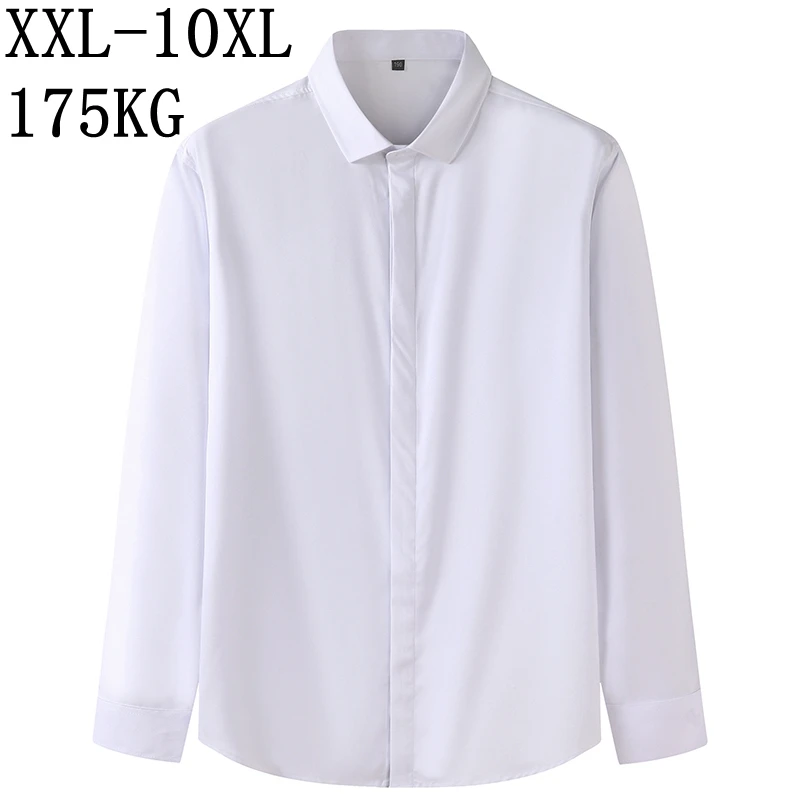 

Рубашка мужская однотонная, с длинным рукавом, деловая, свободная, 10XL, 8XL, 7XL