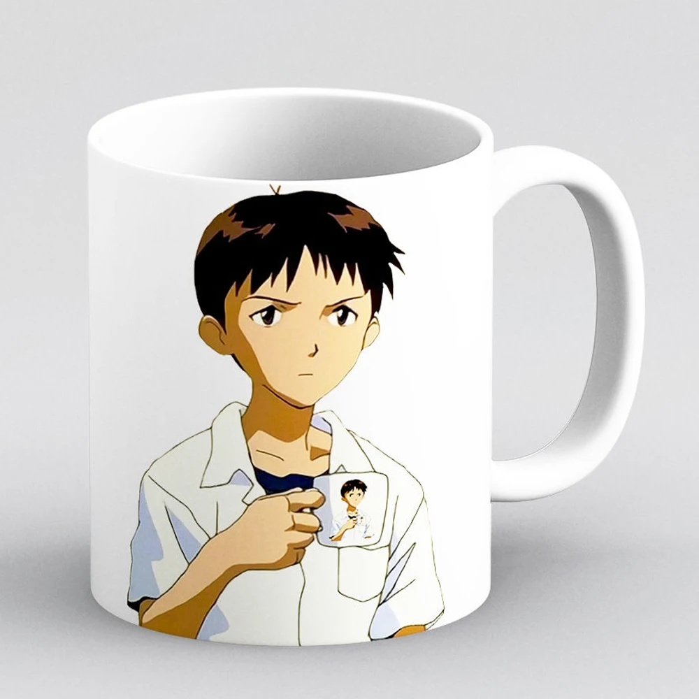 Shinji Holding A Mug Text Anime Breathable Male 11oz High Quality Creative Design Top Promotion Mug Cup Friends Gift