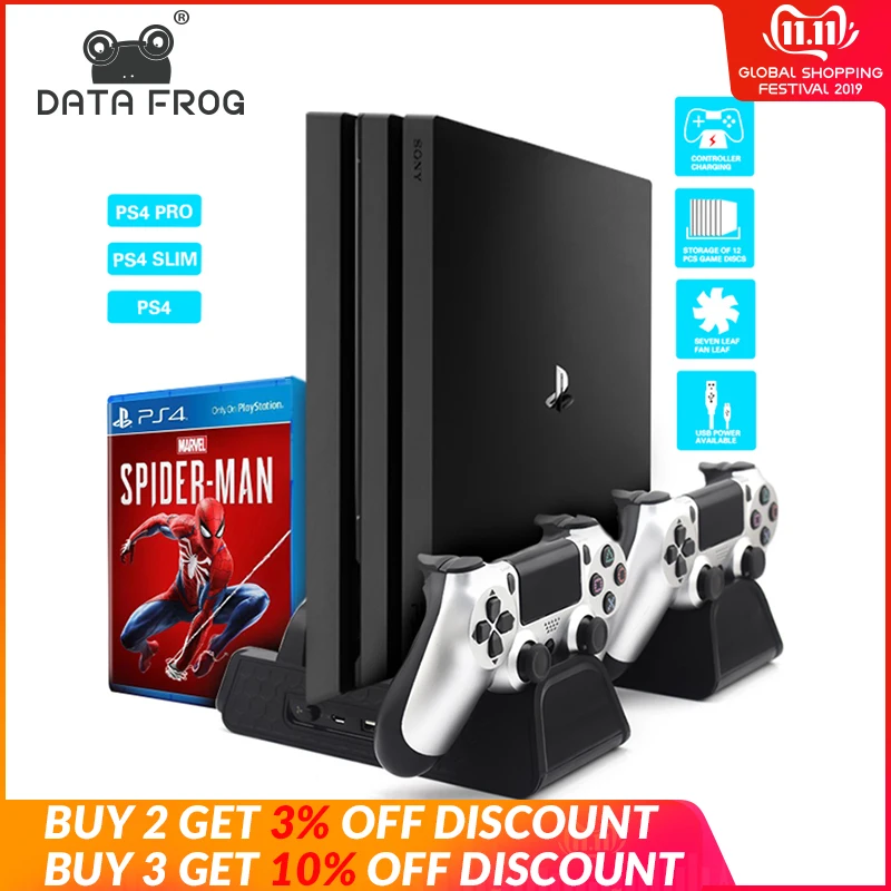 Preise 3 in 1 Für PS4 PS4 Dünne PS4 PRO Vertikale Stand Mit Dual Controller Ladegerät Station Spiele Für sony Playstation 4 Lüfter