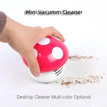 

L008 3W 3V Small Mini Cartoon Cute Keyboard Desktop Dust Removal Mushroom Shape Desktop Vacuum Cleaner Battery 6 Kinds of Colors