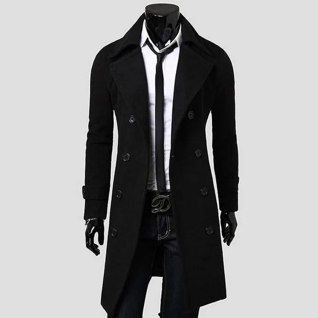 Makkrom Mens Double Breasted Trench Coat Casual Lapel Collar Business  Winter Long Overcoats at  Men’s Clothing store