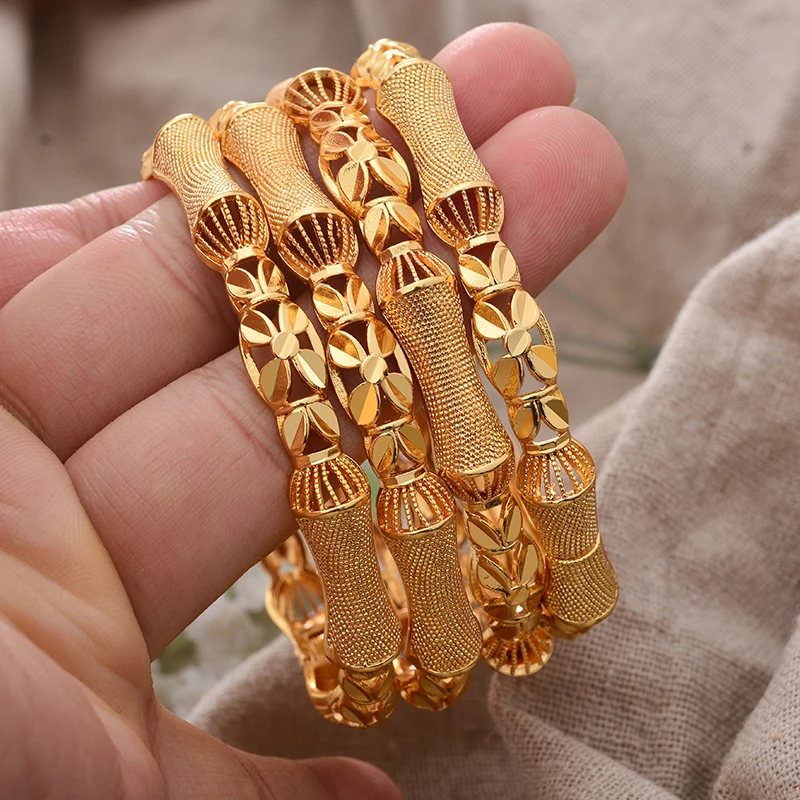 

4pcs/Lot Dubai France Gold Color Bangles For Women Bride Wedding Bracelet Bijoux Africaine Dubai Free Shipping Items To Nigeria