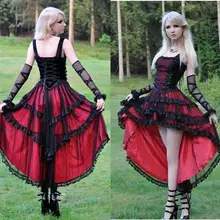Красные и черные высокие низкие официальные платья для выпускного винтажное ретро корсет со шнуровкой сзади готическое кружевное вечернее платье для выпускного вечера плюс размер