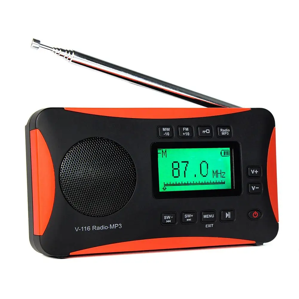 

V116 Newest High Quality Portable F M / MW / SW Transistor Radio With AM FM Support Micro-SD Card AUXMP3 Player Speaker Radio