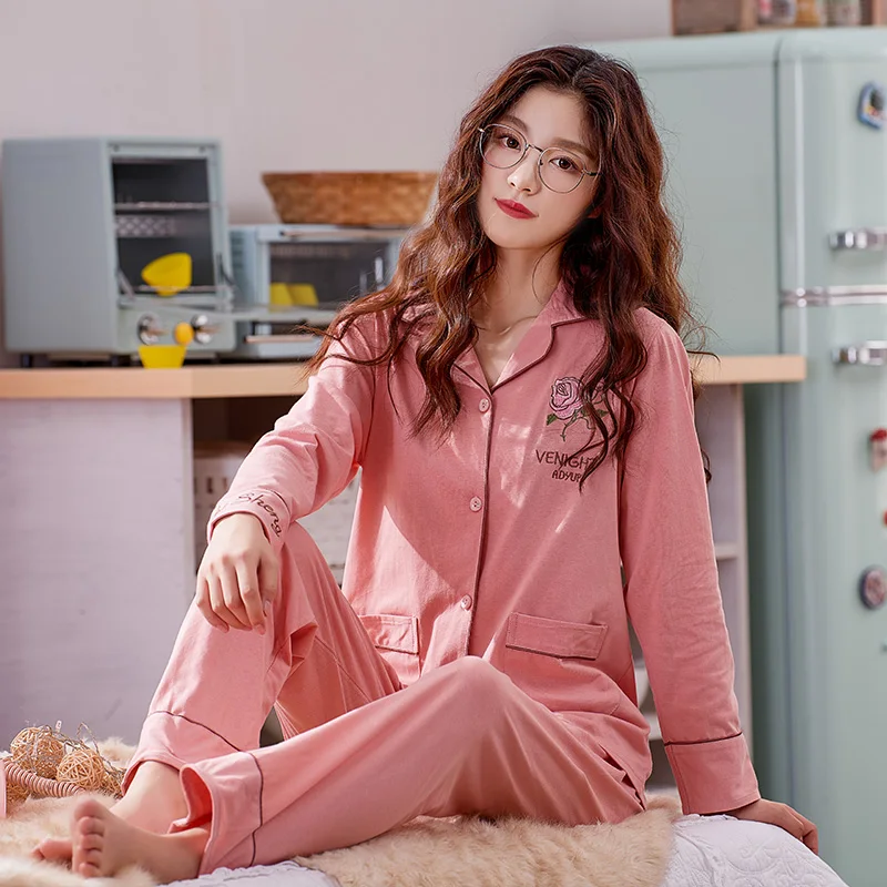 

100% Cotton Pajamas Women 2 Pieces Lounge Sleepwear Bedgown for Ladies Nightgown Home Clothes PJ 100 Cotton Leisure Wear Pajamas