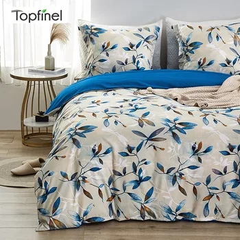 

Elegant Printed Bedding Set Home 2-3 pcs Duvet Cover Vintage Pattern with Flower Leave Grid Quilt Cover Pillowcase for Christmas