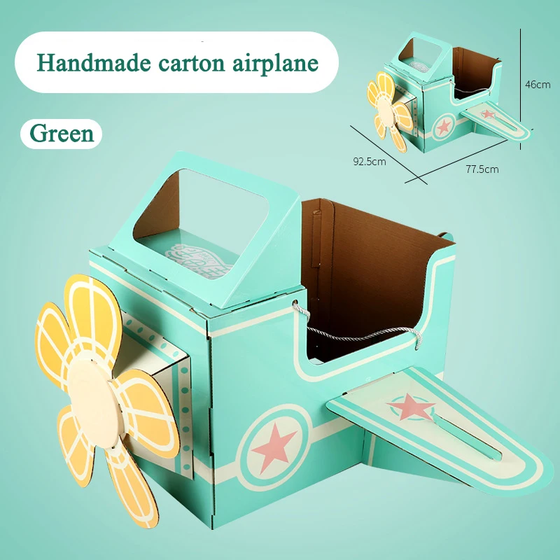 Children's Wearable Paper Shell Airplane Cardboard Rotating Fan 