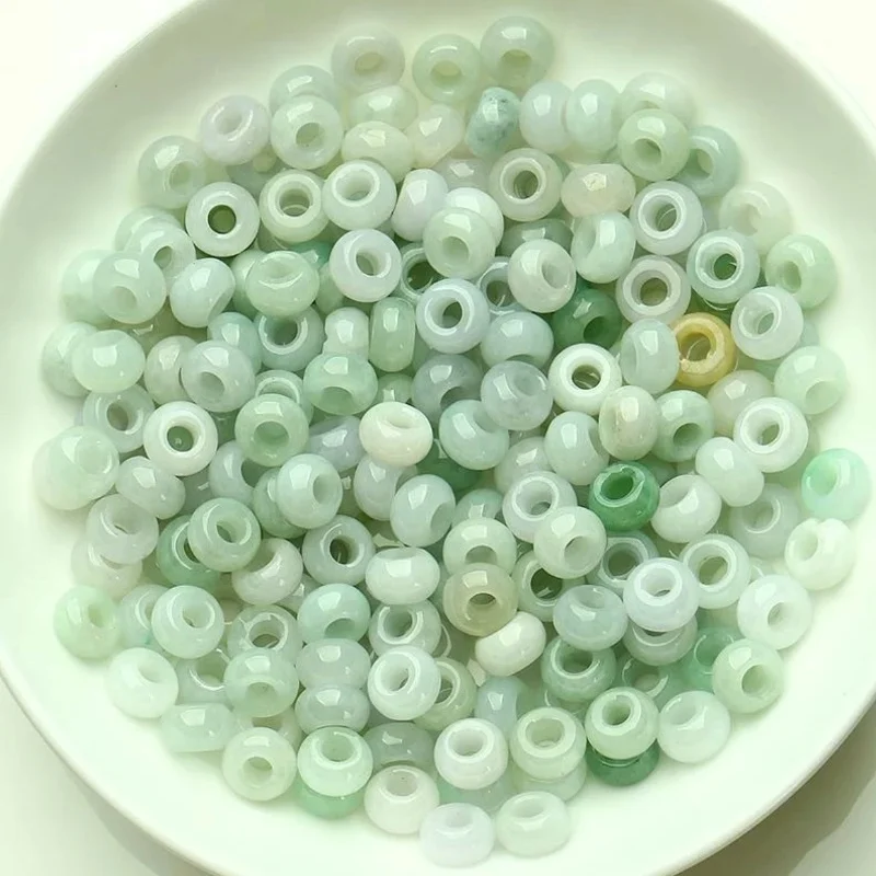 

50PCS Fine Natural Light Color Jade Jadeite Bead DIY Round Loose Bead Pendant Size: 8x3.5mm
