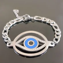 Модный синий Eys браслет из нержавеющей стали серебристого цвета для женщин браслеты ювелирные изделия ojo turco pulseras mujer B18500