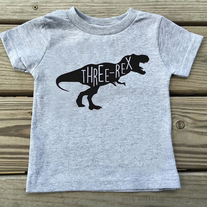 Third Birthday Shirt Three rex Shirt Dinosaur Birthday Shirt Kids Boy Girl Heather Tshirt Kids Toddler Top Shirt