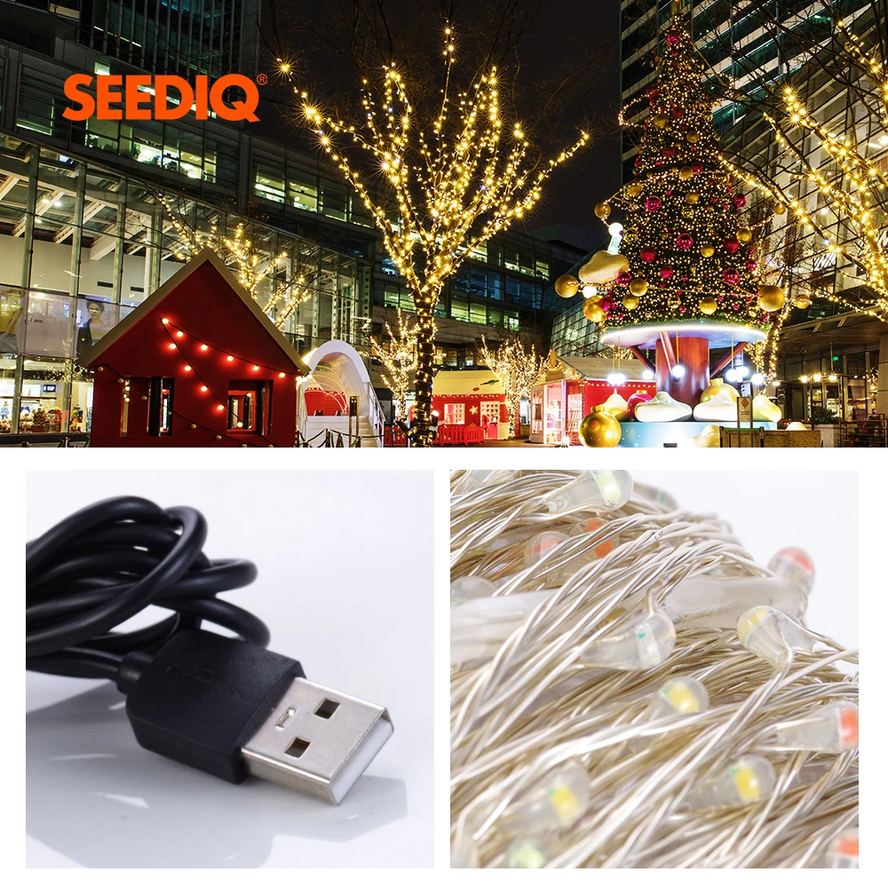 10 м светодиодный светильник шнура USB многоцветный белый теплый Сказочный