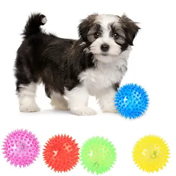 Dog Squeaky Toys Colorful Soft Rubber Luminous Pet Puppy Dog Chewing Playing Elastic Hedgehog Ball Toy Small Pet Supplies 1