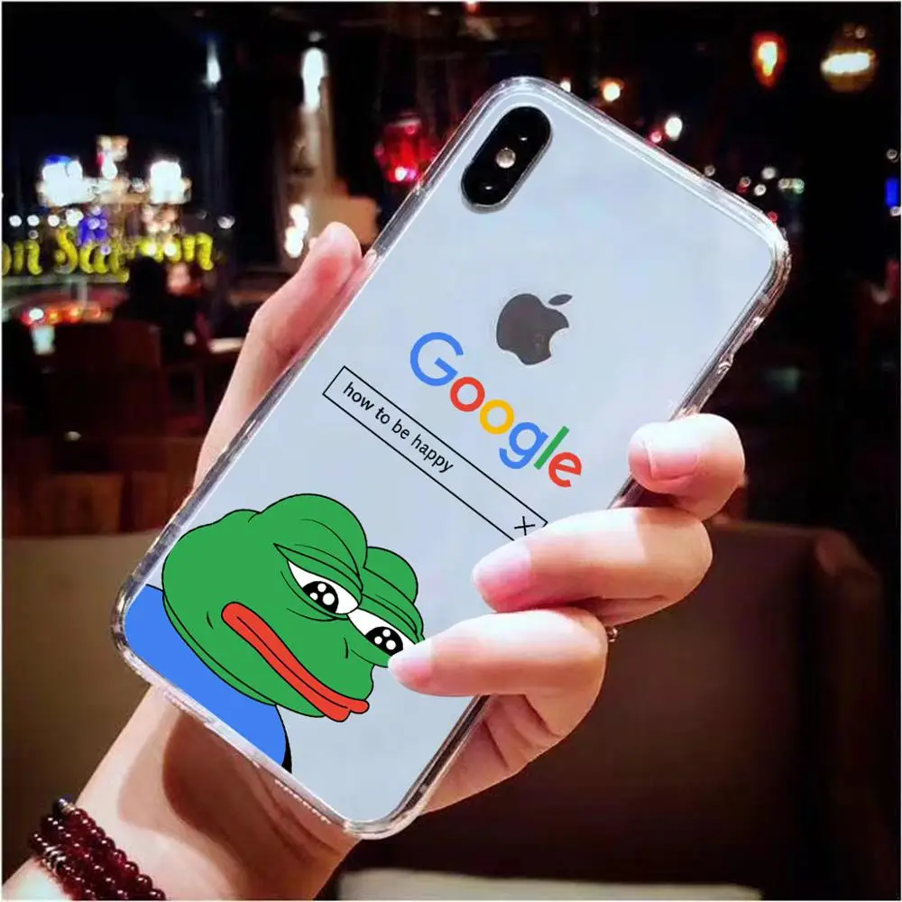 

Ultra Slim Case For iphone 8 7 6 6S Plus 5S Coque Soft Clear TPU Cool Funny Frog Pattern Cover For iphone X XS Max XR Case Cover
