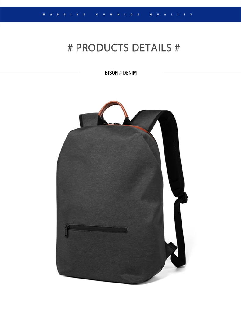 BISON DENIM Men Backpack 15.6 inches Laptop USB Charging Backpack Water Repellent Rucksack School Teenager Mochila N2894