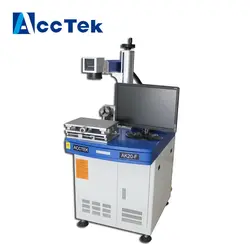 AccTek AK20F штрих-код волокна cnc лазерная печатная машина для ткани anminal Ушные бирки. Пластик для продажи