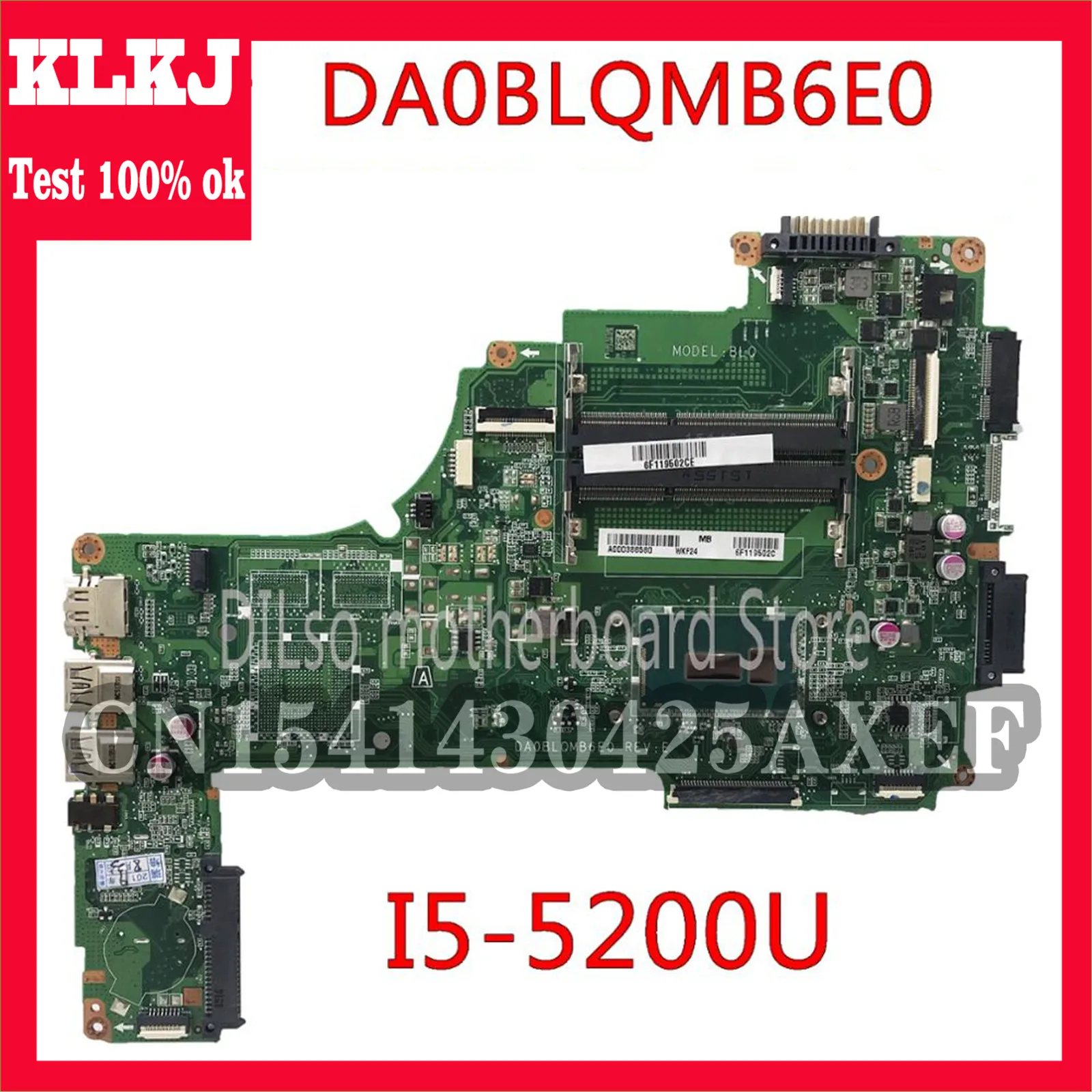Материнская плата KLKJ DA0BLQMB6E0 REV:E для Toshiba Satellite C55 S55 C55-C L50-C I5-5200u A000388620 100% оригинал |