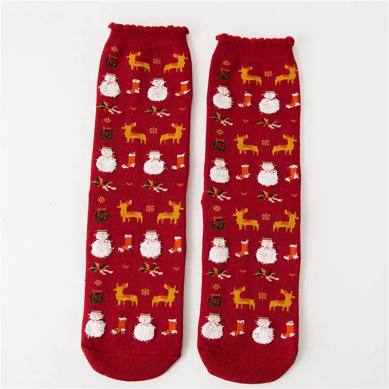 12 стилей, рождественские носки для взрослых и детей, декоративные хлопковые носки средней длины с рисунком оленя и снеговика, повседневные теплые носки для взрослых и детей
