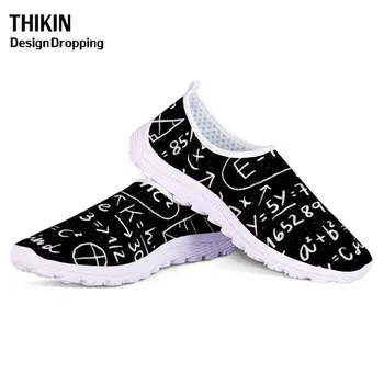 

THIKIN Mathematical Formula Causal Design Woman Black Flats Shoes Fashion Summer 3D Printed Beach Loafers Ladies Sneakers Girls