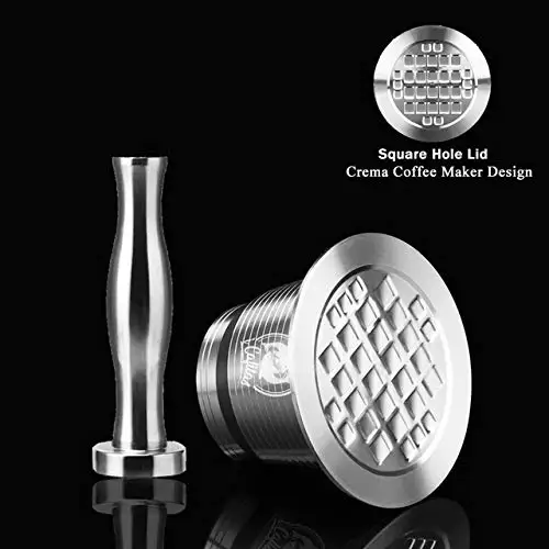 

Reusable Stainless Steel Rich Crema Nesspresoo Coffee Refillable Capsule Cup with Spoon and Tamper