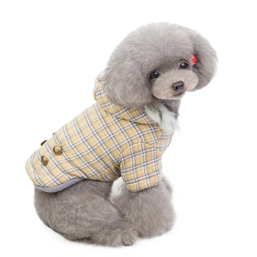 Теплая одежда для собак, утолщенная зимняя куртка для щенков, кошек, английская сетчатая куртка для собак, жилет, одежда для чихуахуа