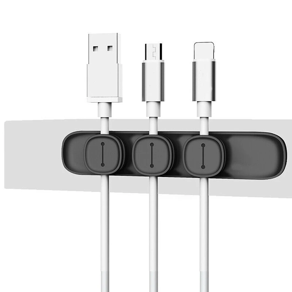 black Магнитный кабель протектор USB органайзер для кабеля зарядного устройства рабочая станция USB Дата кабель держатель настольный силиконовый кабель зажим для намотки - Цвет: black