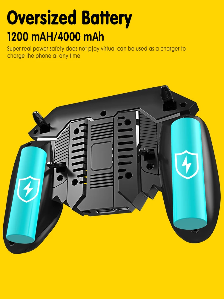 2019 New AK77 Six Finger All-in-One Mobile Game Controller with Dual Fan Free Fire Key Button Joyst