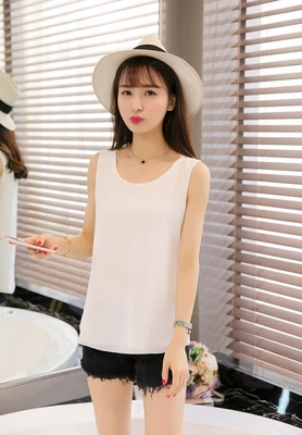 womens shirts 21 Colors 2020 Summer Fashion Vest Blusas Casual Loose Sleeveless Ladies Tops Shirt  FOLD Solid Ruffle Chiffon Blouse Women V886 plus size blouses