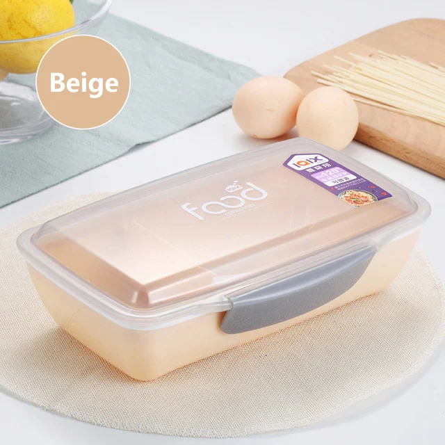 BPA Free 750 мл Ланч-бокс экологичный пищевой полипропиленовый материал портативная коробка для бенто Microwaveble контейнер для хранения еды для детей - Цвет: Beige