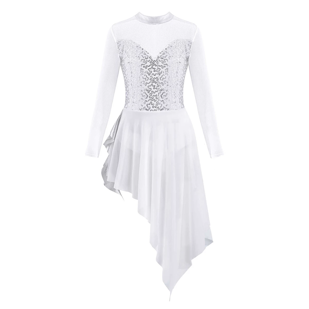 Kids Girls Contemporary Lyrical Dance Costumes Long Sleeve Mesh