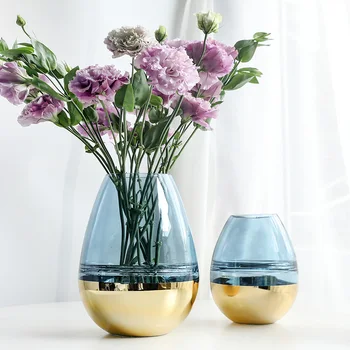 

Nordic Plated Thick Flower Vase Living Room Decoration Accessories Colorful Vase Home Decor Figurines Wedding Decoration Crafts