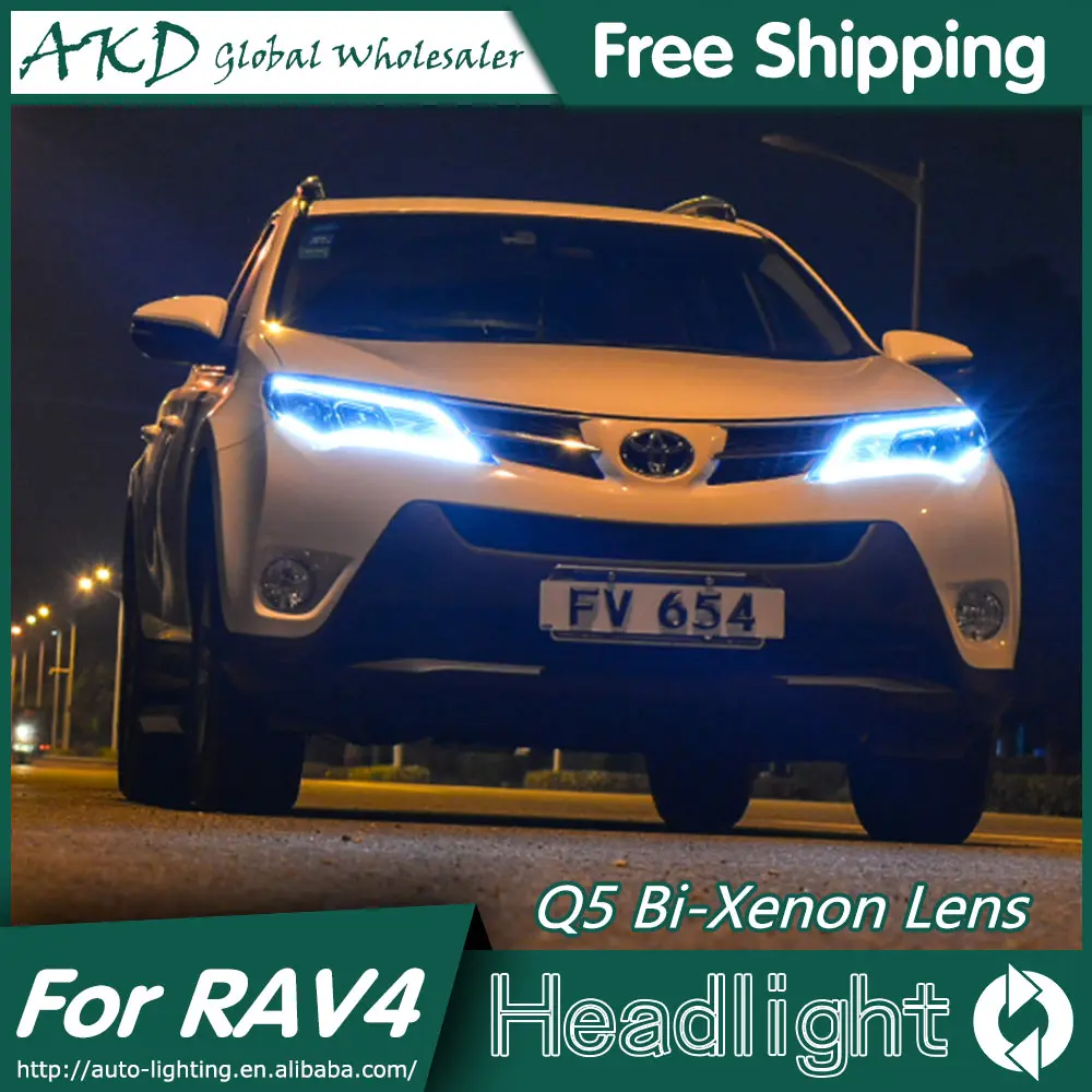 АКД автомобильный Стайлинг для Toyota RAV4 светодиодный фары 2014 2015 Новинка DRL Bi Xenon