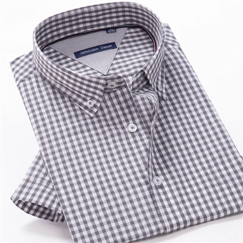 100% cotton summer men's shirt Men's business casual plaid short-sleeved shirt Oversize 8XL 9XL 10XL 9 color options cotton shirt men casual shirt
