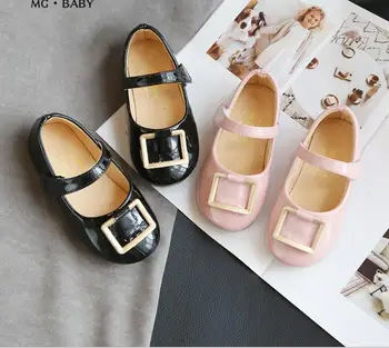 

Girls single shoes 2019 autumn new metal square buckle baby princess shoes children's casual soft bottom children's shoes
