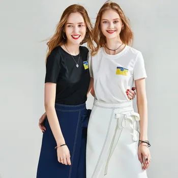 

HAVVA 2020 Summer New Ls-c Long Staple Cotton Mercerized Craft Short-sleeved T-shirt with Illustration Printed T4681