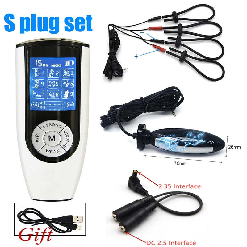 Electro Sex Toys Electric Sex Toys Electrostimulator for Men Electric Shock Anal Butt Plug Stimulation Cock Penis Ring
