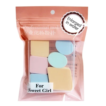 

6PCS/Set Random Color Facial Powder Puff Sponge Applicator Face Foundation Makeup Tool Wet &Dry Dual-Use Portable Tools