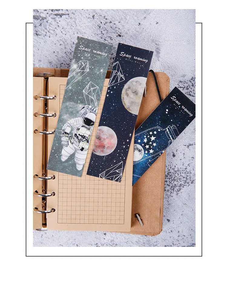 30pcs Bookmark Roaming Into Space Bullet Journaling Accessories Aesthetic Planet Astronaut Gifts Student Supplies Book Marker