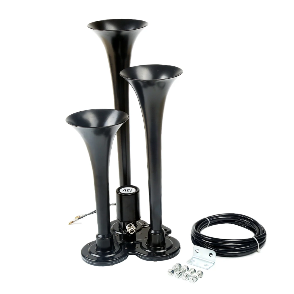 12V 150db Loud 3Triple Trumpet Air Horns Car Truck Train Boat Motorcycle